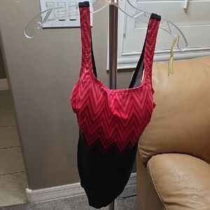 Reebok Pink and White Zigzag Swimsuit